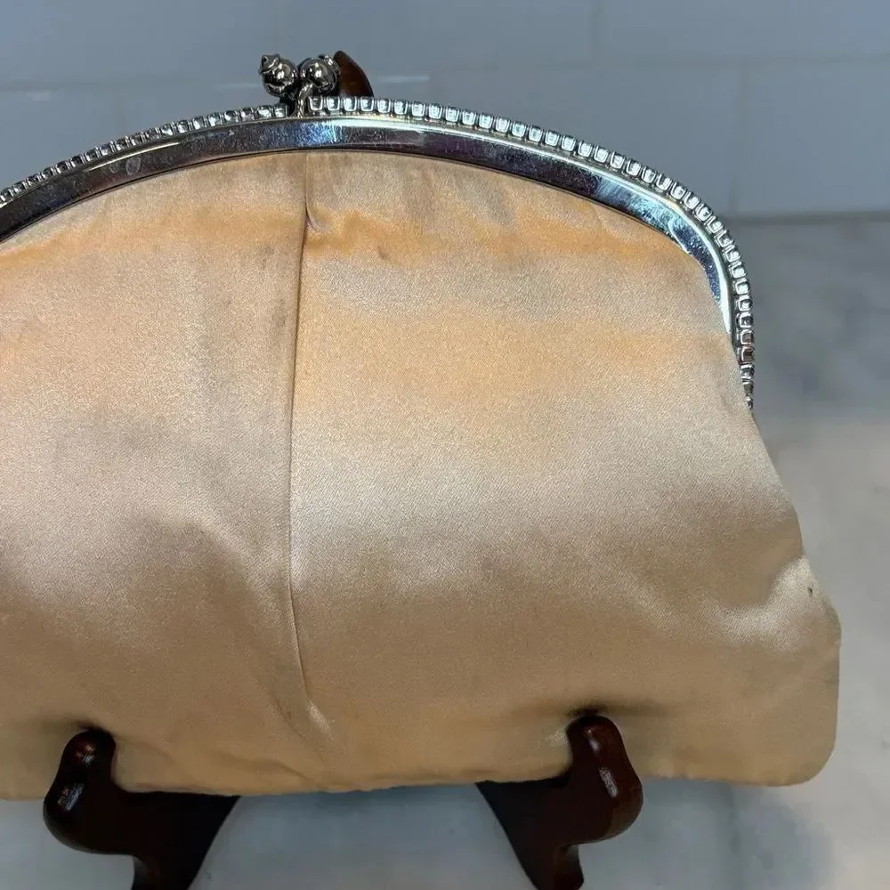 Mel-Ton Bag Purse Handbag Vintage Satin Kisslock Clutch Bag Pocketbook
